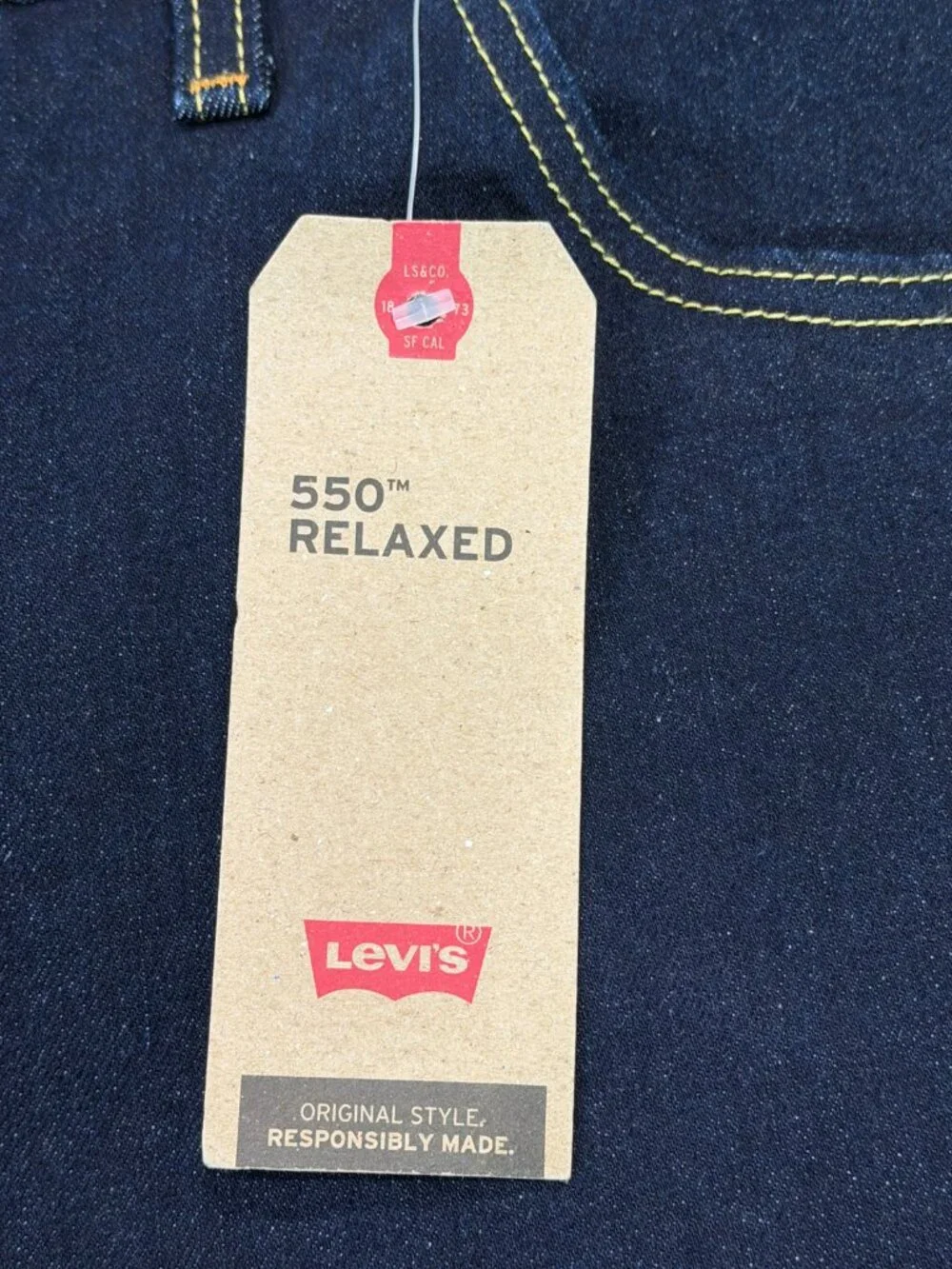 Levi's 550 Relaxed Fit Jeans Men's 54x32 Dark Wash Stretch Big & Tall NWT